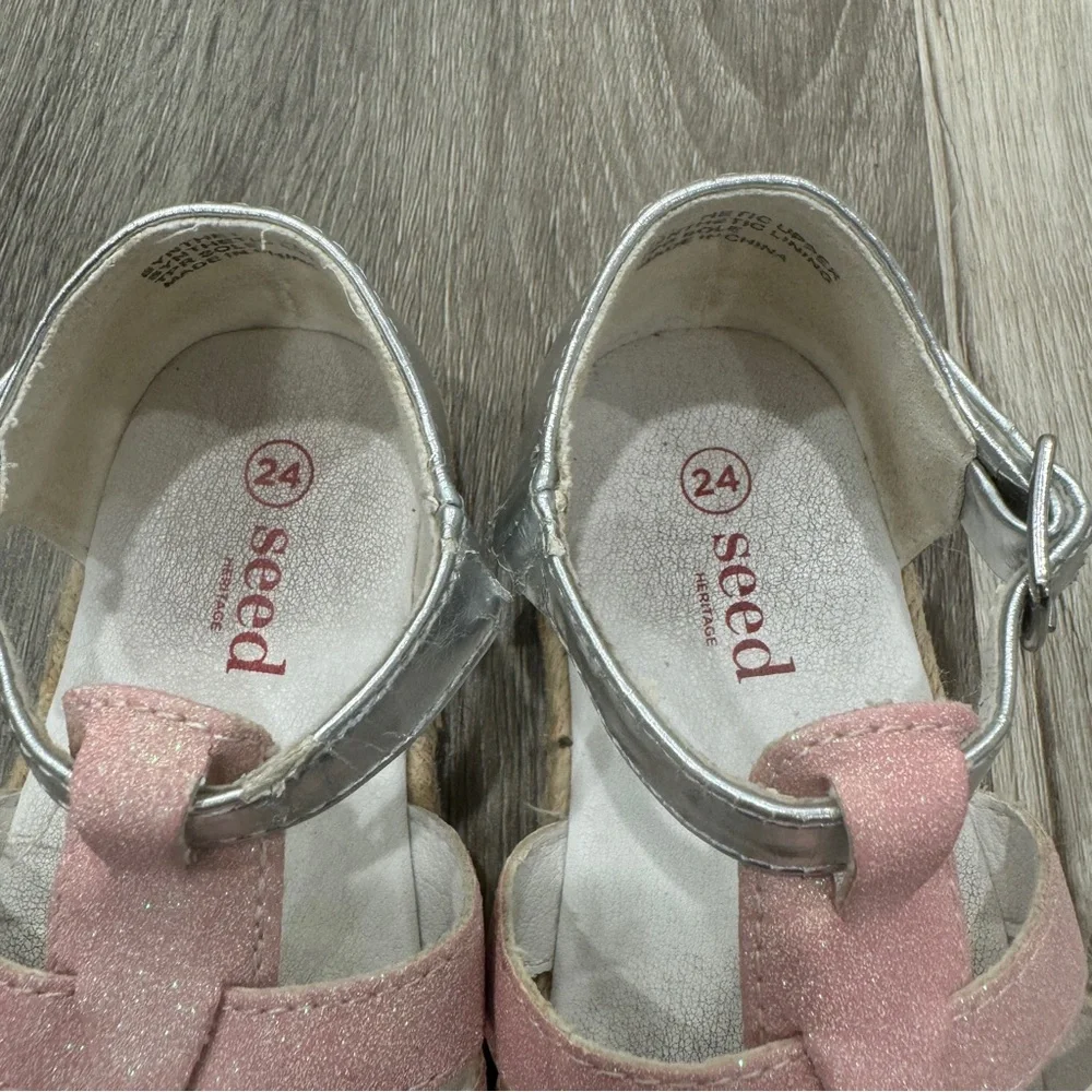 Seed Heritage Sparkly Pink Sandals Girls 24 US 7 Strappy